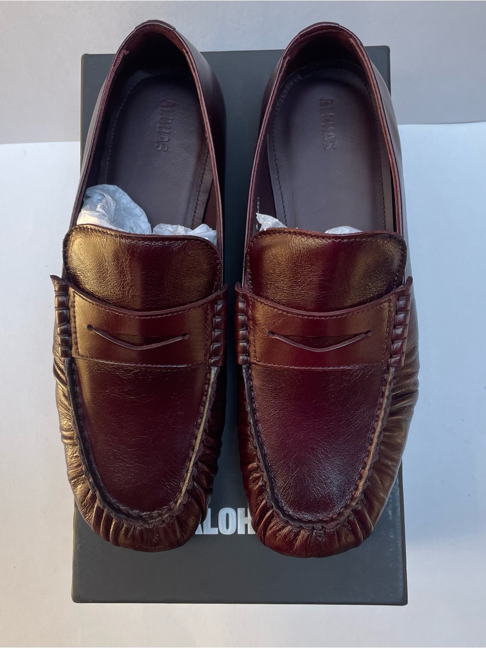 Alohas Aven  Rift Burgundy Leather Penny Loafers New In Box - Picture 2 of 8